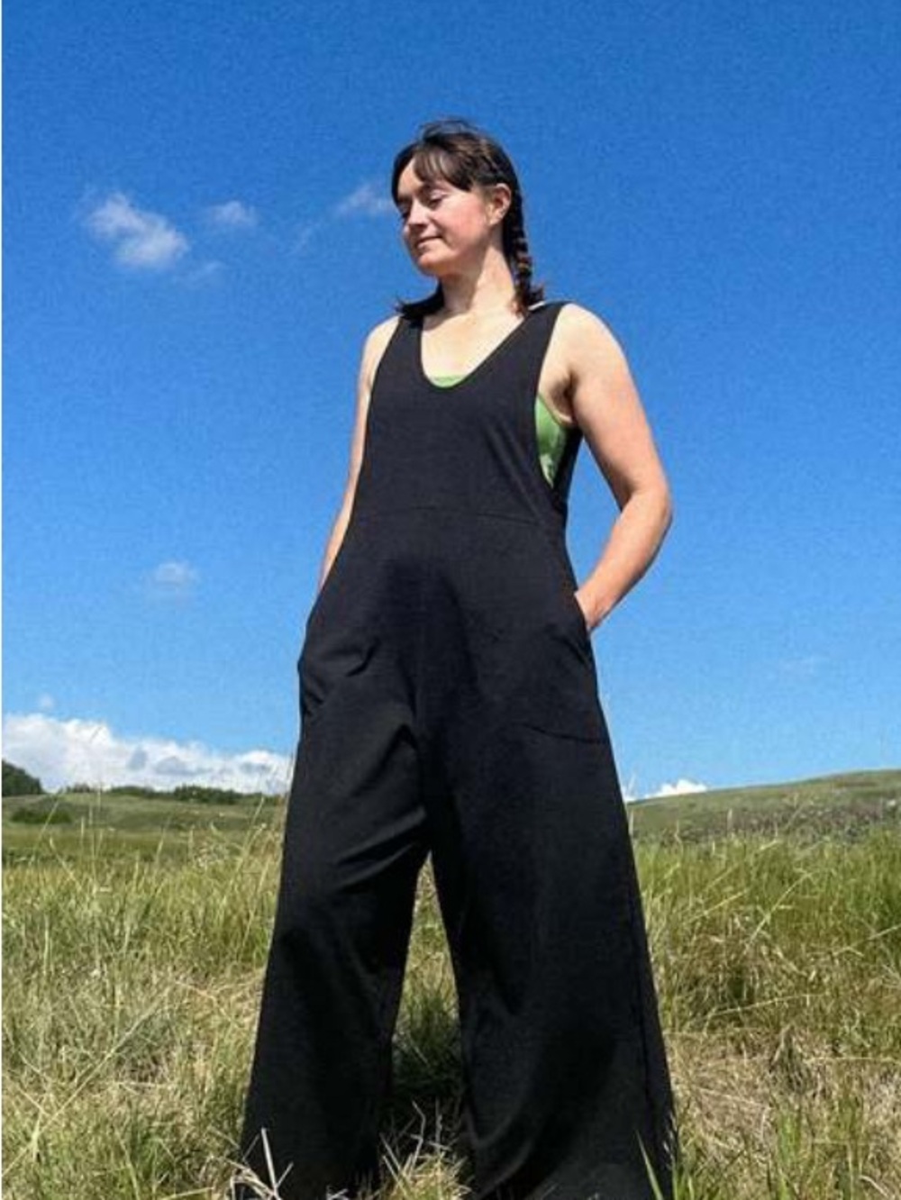 Black Wide-Leg Jumpsuit with Pockets - Women